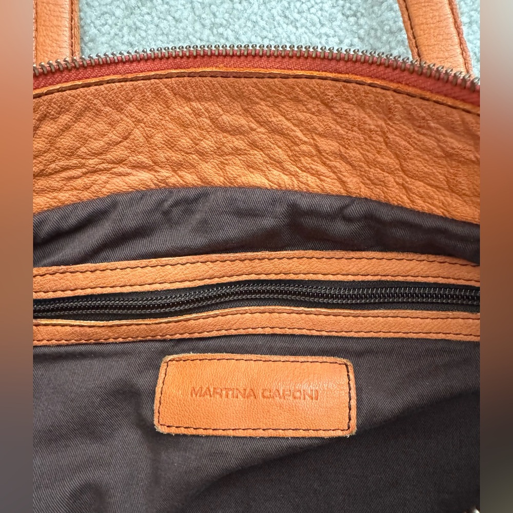 Martina Caponi Woven Orange Leather Tote Bag - Picture 5 of 8